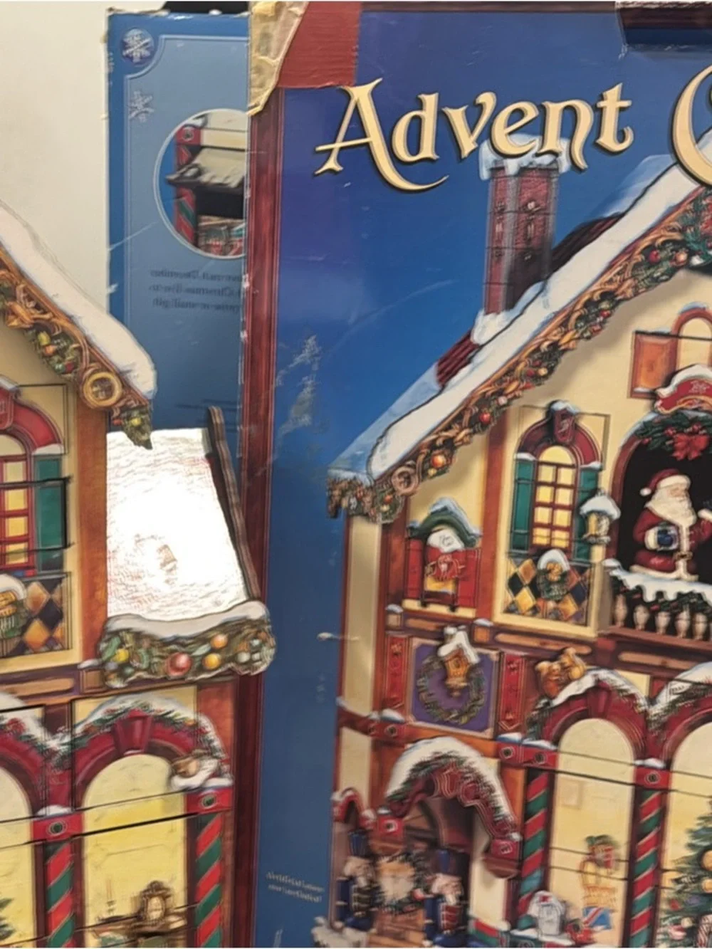 Wooden Advent Calendar House - Festive Red & White